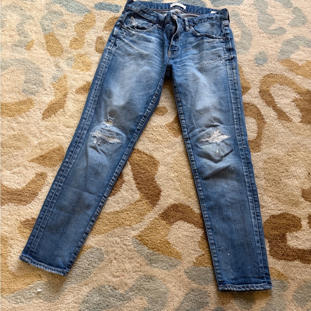 Moussy Distressed Mid-Blue Slim Jeans